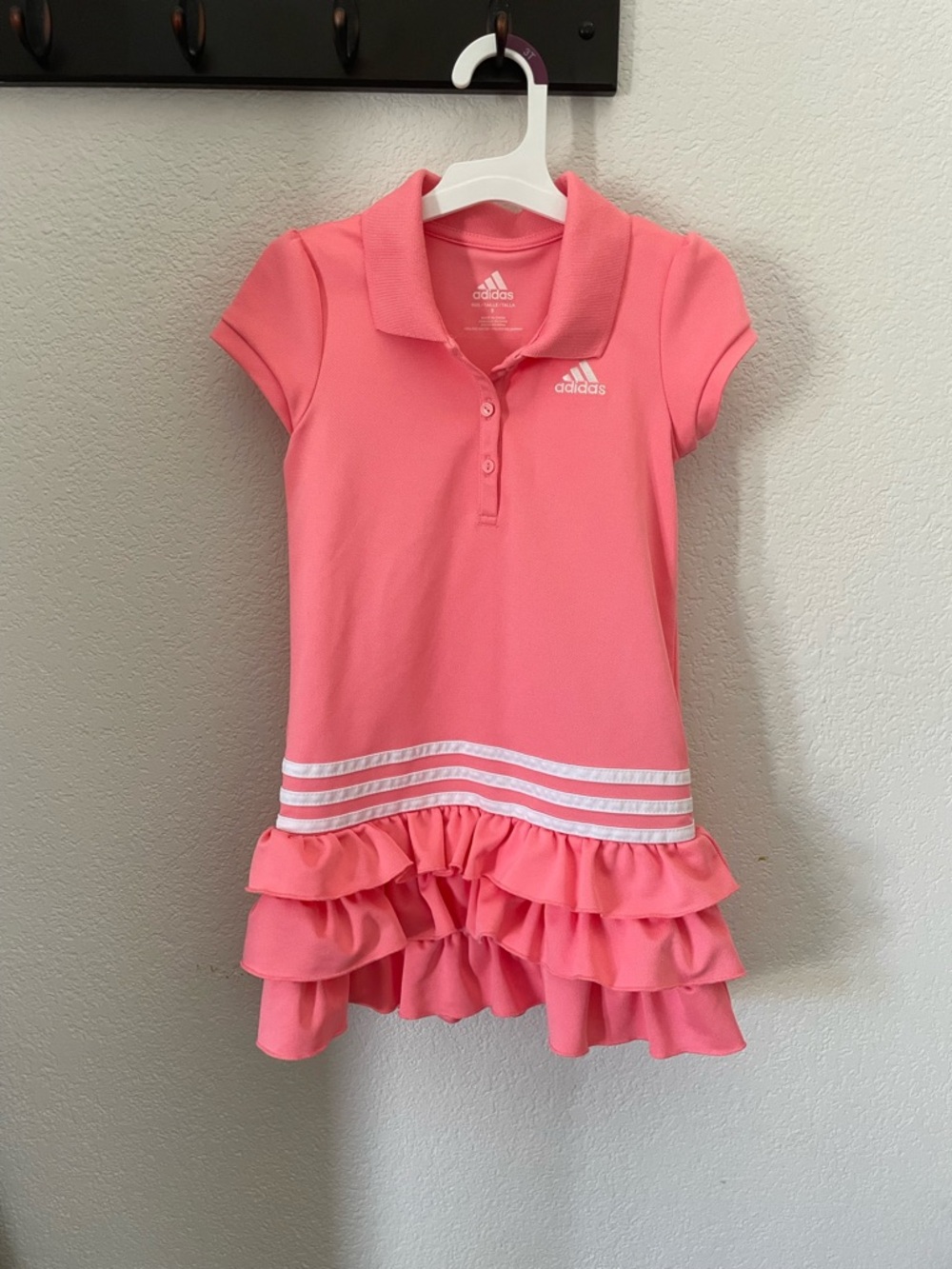 adidas Coral Pink Ruffle Polo Tennis Dress